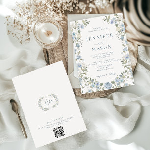 Hellblauer Blumengarten Wreath Garden Wedding Einladung