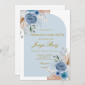 Hellblauer Boho erste Kommune Einladung (Vorne/Hinten)