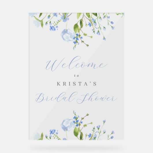 Hellblauer Brautparty Empfang Acrylschild (Vorderseite)