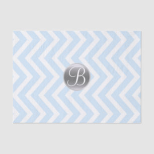 Hellblauer Chevron-Druck Monogrammbuchstabe Initia Seidenpapier