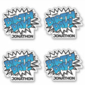 Hellblauer Comic Text - Happy Birthday Aufkleber (Vorderseite)