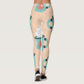 Hellblauer Cup Seamless Muster. Leggings (Rückseite)