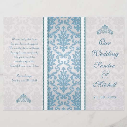 Hellblauer Damast auf dem Silberhochzeitsprogramm (Vorderseite)