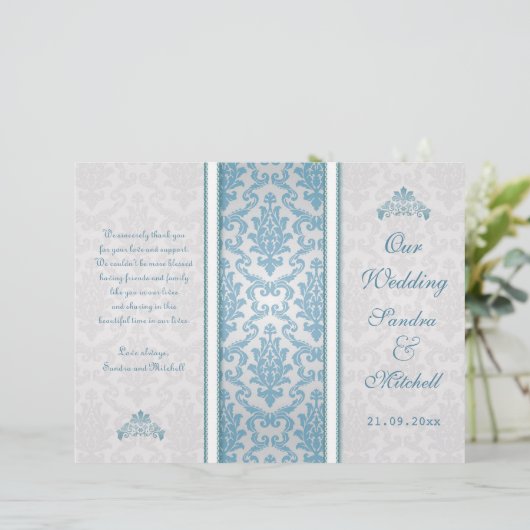 Hellblauer Damast auf dem Silberhochzeitsprogramm (Stehend Vorderseite)