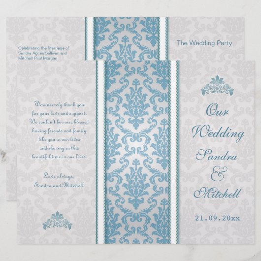 Hellblauer Damast auf dem Silberhochzeitsprogramm (Vorne/Hinten)