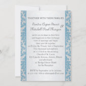 Hellblauer Damast auf silberner Hintergrund Einladung (Rückseite)