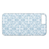 Hellblauer Damast Case-Mate iPhone Hülle (Rückseite (Horizontal))