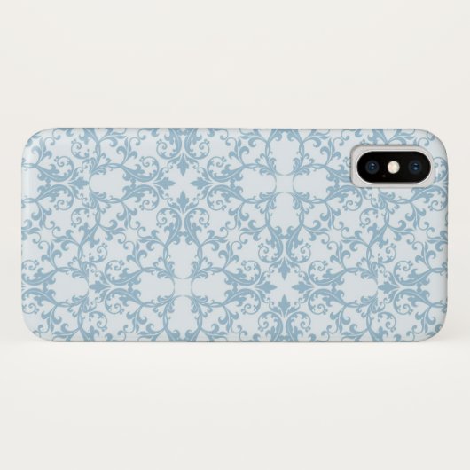 Hellblauer Damast Case-Mate iPhone Hülle (Rückseite (Horizontal))