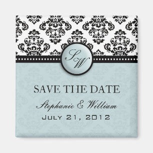 Hellblauer Damast, der Save the Date Magneten Magnet