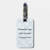 Hellblauer Damast Gepäckanhänger (Rückseite vertikal)