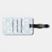 Hellblauer Damast Gepäckanhänger (Rückseite horizontal)