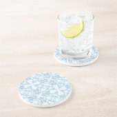 Hellblauer Damast Getränkeuntersetzer (Seite)