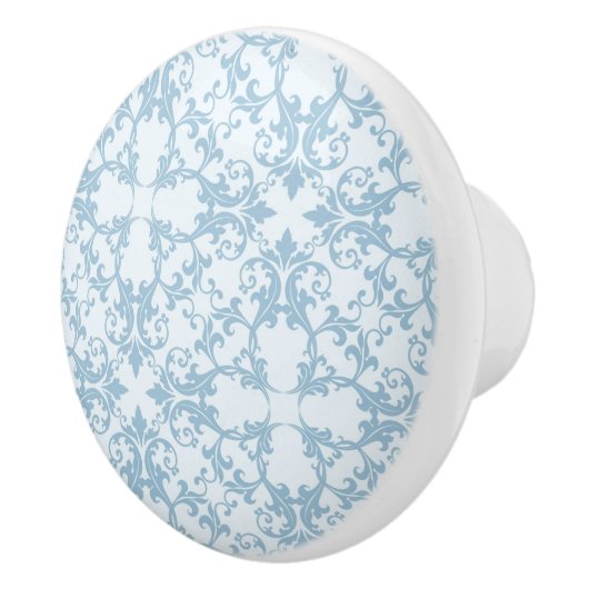 Hellblauer Damast Keramikknauf (Rechts)