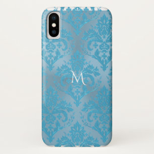 Hellblauer Damast Monogramm iPhone X Hülle