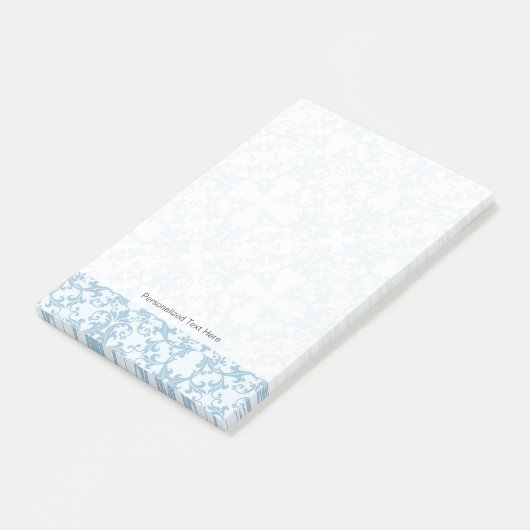 Hellblauer Damast Post-it Klebezettel (angewinkelt)