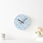 Hellblauer Damast Runde Wanduhr (Zuhause)