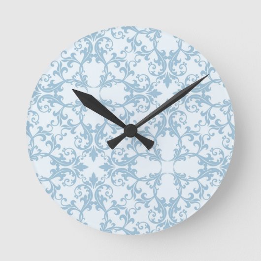 Hellblauer Damast Runde Wanduhr (Vorderseite)