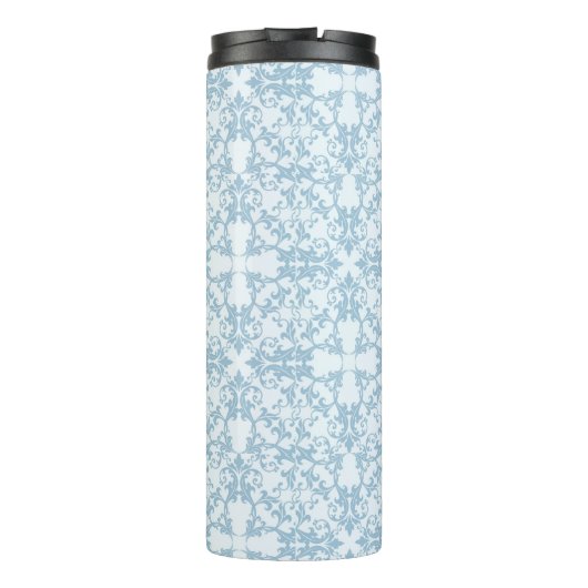 Hellblauer Damast Thermosbecher (Rückseite)