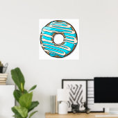 Hellblauer Donut mit Icing Poster (Heimbüro)