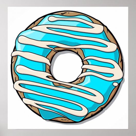 Hellblauer Donut mit Icing Poster (Vorne)