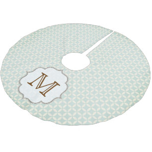 Hellblauer Druck Baumskirt mit Monogramm Anfangsbu Polyester Weihnachtsbaumdecke