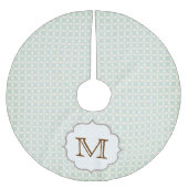 Hellblauer Druck Baumskirt mit Monogramm Anfangsbu Polyester Weihnachtsbaumdecke (Vorderseite)