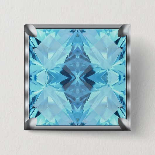 Hellblauer Edelstein-Entwurf Button (Vorderseite)