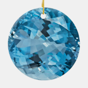 Hellblauer Edelsteinaquamarine-März Birthstone Keramik Ornament