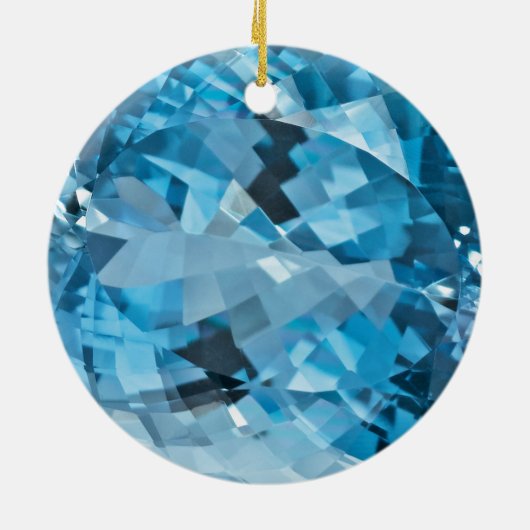 Hellblauer Edelsteinaquamarine-März Birthstone Keramik Ornament (Hinten)