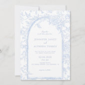 Hellblauer Elegante Hochzeit mit Flora Einladung (Vorderseite)