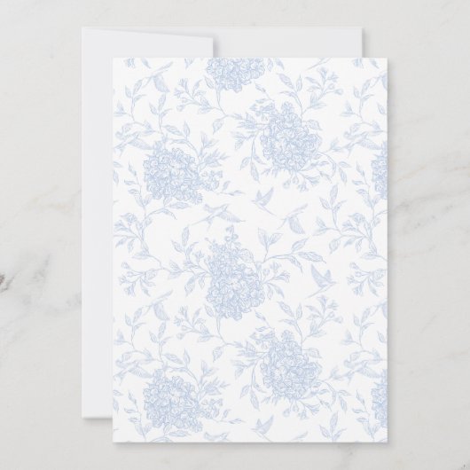 Hellblauer Elegante Hochzeit mit Flora Einladung (Rückseite)