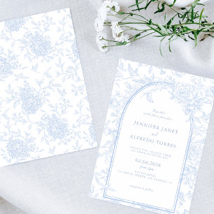 Hellblauer Elegante Hochzeit mit Flora Einladung