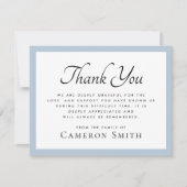 Hellblauer, elegantes Beileid der Beerdigung Dankeskarte (Vorderseite)