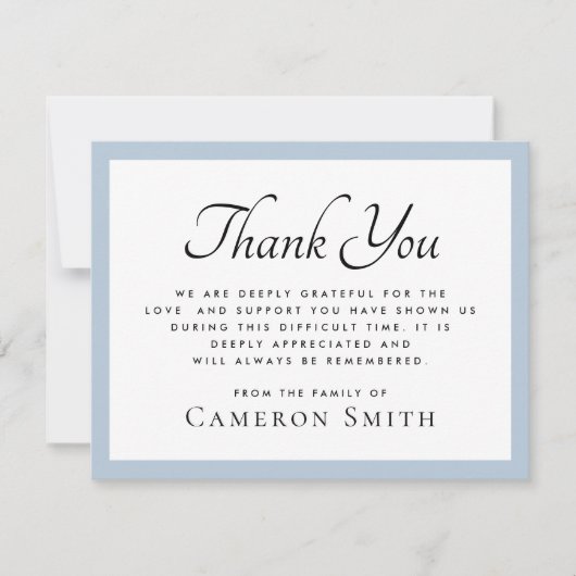 Hellblauer, elegantes Beileid der Beerdigung Dankeskarte (Vorderseite)