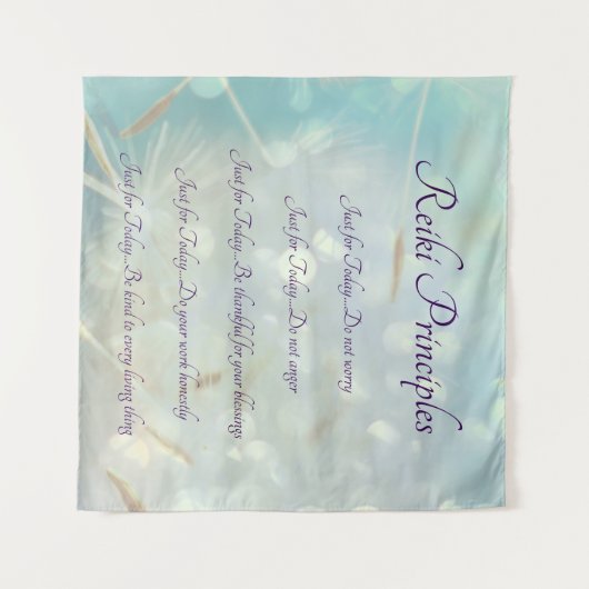 Hellblauer Entwurf Reiki Prinzipien Wandteppich (Vorderseite (Horizontal))