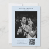 Hellblauer fetter Text Foto Minimalistische Hochze Save The Date (Rückseite)