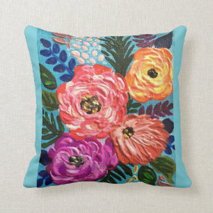 Hellblauer Floral-Kissen Kissen