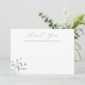 Hellblauer floraler Bridalschauer-Flach Dankeskarte (Stehend Vorderseite)