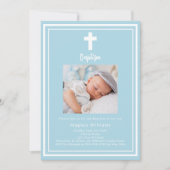 Hellblauer Foto Baptisse Einladung (Vorderseite)