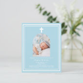 Hellblauer Foto Boy Taufe (Stehend Vorderseite)