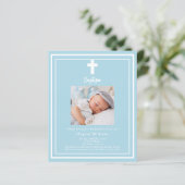 Hellblauer Foto Junge Taufe (Stehend Vorderseite)