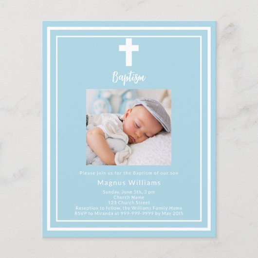 Hellblauer Foto Junge Taufe (Vorderseite)