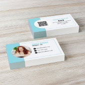 Hellblauer Foto-QR-Code Verbinde dich mit mir Visitenkarte