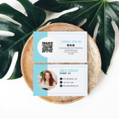 Hellblauer Foto-QR-Code Verbinde dich mit mir Visitenkarte