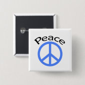 Hellblauer Frieden u. Wort Button (Vorne & Hinten)
