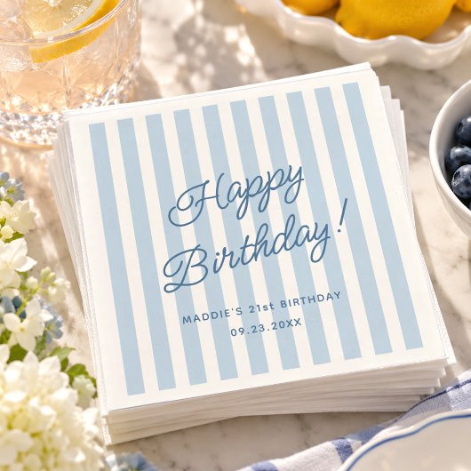 Hellblauer Geburtstag Coastal Chic Benutzerdefinie Serviette