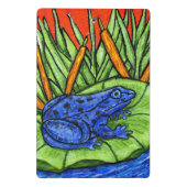 Hellblauer Gepunkteter Frosch auf Lily Pad Hochtön Mini Klemmbrett (Rückseite)