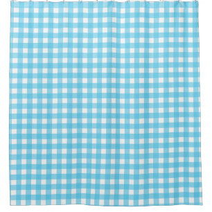Hellblauer Gingham Duschvorhang