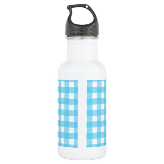 Hellblauer Gingham Edelstahlflasche (Rückseite)