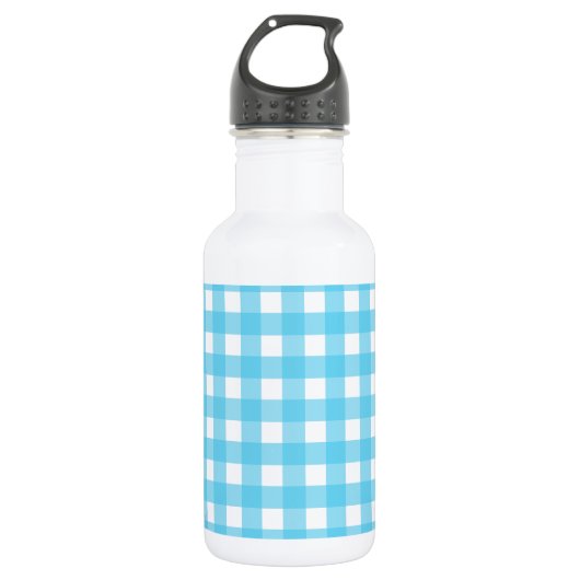 Hellblauer Gingham Edelstahlflasche (Vorderseite)